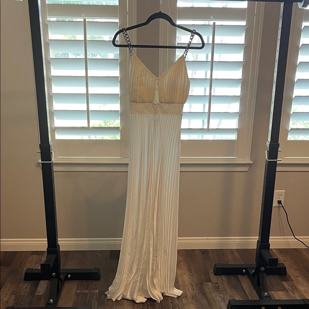 Chic Cream Maxi Jump Suit with Chain Straps